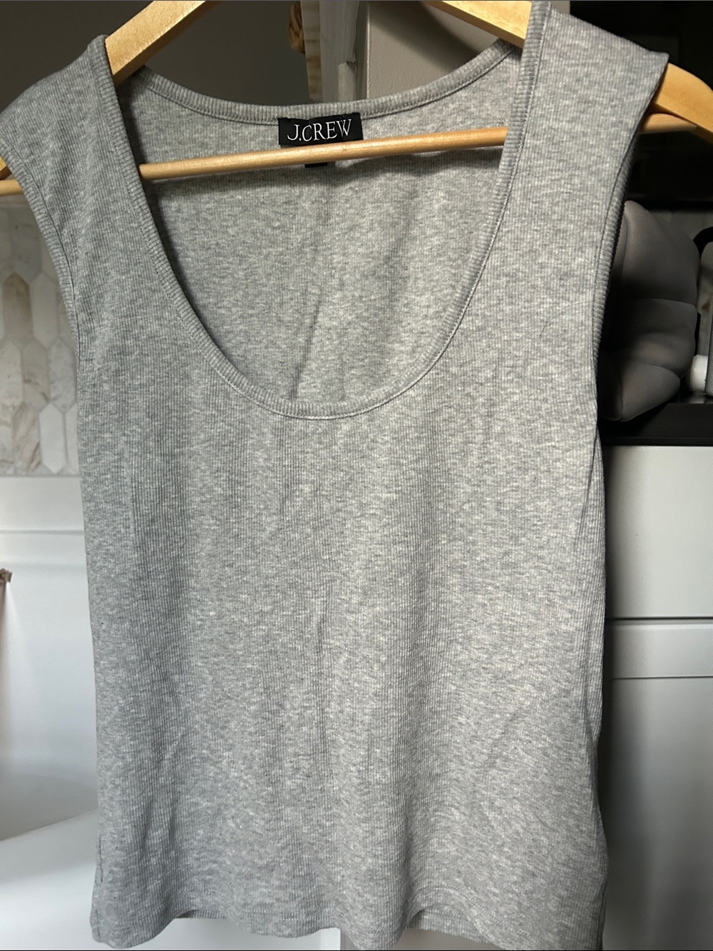 J.Crew Light Gray Ribbed Scoop Neck  cap sleeve Tank